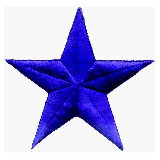 Solid Blue Star   3"   Embroidered Iron On or Sew On Patch: Clothing