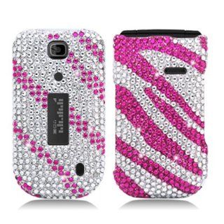 [Buy World, Inc] for Alcatel One Touch 768 (T mobile/metropcs) Luxury Full Diamond, Zebra Hot Pink+white: Cell Phones & Accessories