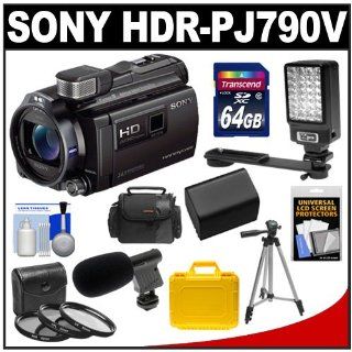 Sony Handycam HDR PJ790V 96GB 1080p HD Video Camera Camcorder with Projector (Black) with 64GB Card + Battery + Waterproof & Soft Cases + LED Video Light + Microphone + 3 Filters + Tripod + Accessory Kit : Camera & Photo