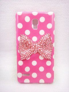 Pink Bow Cute Lovely 3D Bling Special Party Dot Pattern Case Cover For LG Optimus L9 P769 4G (T Mobile): Cell Phones & Accessories