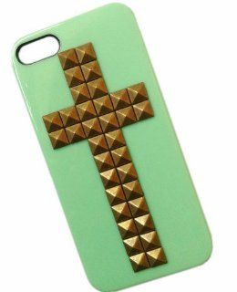My8 Green Pyramid Studs Spikes Cross iPhone 4/4S Case Handmade Punk Bronze Back Protector Cover for Apple iPhone 4 4G 4S: Cell Phones & Accessories