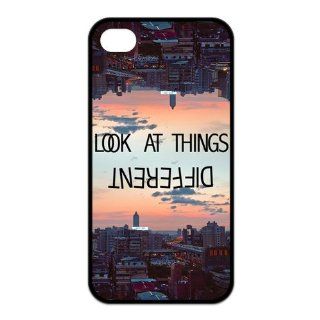 First Design Funny Quotes For Life look at things different RUBBER iphone 4 4s Durable Case: Cell Phones & Accessories