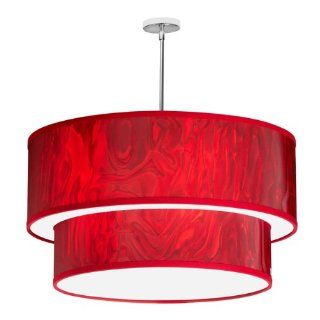 Dainolite Lighting 723017S 772 PC 6 Light 2TIER Drum with Ice Red, Polished Chrome Finish   Close To Ceiling Light Fixtures  