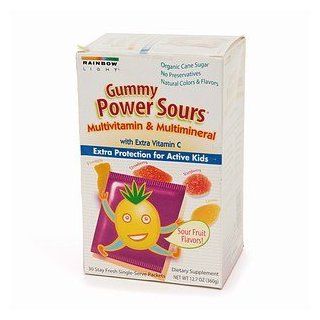 Rainbow Light Gummy Power Sours Multivitamin with Extra Vitamin C for Active Kids, Sour Fruit 30 packets: Health & Personal Care