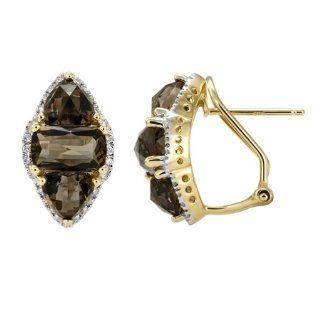 14K Yellow Gold 5.89ct Gates to Paradise Diamond & Topaz Gemstone Stud Earrings: Jewelry