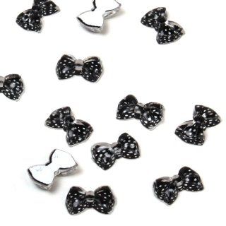 Yesurprise 20pcs Acrylic 3D Bow Tie Stickers Beads Nail Art Tips DIY Decorations Transparent Black with White Dot : Beauty