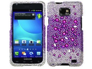 Purple Silver White Bling Rhinestone Diamond Crystal Hard Protector for Samsung Galaxy S II 2 Two Attain SGH i777 i9100 AT&T Cell Phones & Accessories