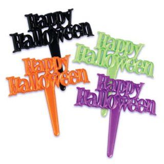 Dress My Cupcake DMC41H 801 12 Pack Happy Halloween Pearlized Signs Pick Decorative Cake Topper, Assorted: Kitchen & Dining