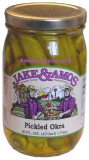 Jake & Amos Pickled Okra, 16 fl oz : Grocery & Gourmet Food