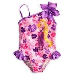 Disney Store Girls' Rapunzel Tangled Swimsuit Purple Flower: Clothing