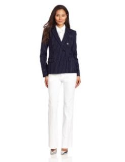 Anne Klein Women's Pinstripe Jacket, New Marine Multi, 10 at  Womens Clothing store: Blazers And Sports Jackets