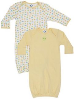 Gerber Unisex Baby  Frogs And Ducks 2 Pack Lap Shoulder Gown, Yellow/White, 0 6 Months Clothing