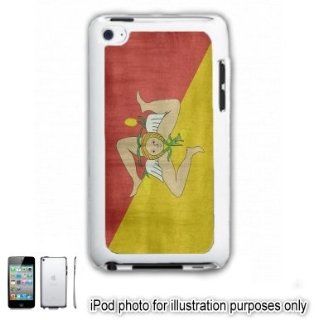 Sicily Sicilian Distressed Flag Apple iPod 4 Touch Hard Case Cover Shell White 4th Generation White   Players & Accessories