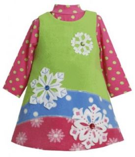 Bonnie Jean Baby 3M 9M Colorblock Jewel Snowflake Fleece Jumper Dress Set: Clothing