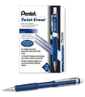 Pentel Twist Erase III Mechanical Pencil (0.9mm) Blue Barrel, Box of 12 (QE519C) : Office Products