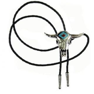 Silver   Turquoise   Coral   Plated Metal   Leather Bolo Tie at  Mens Clothing store