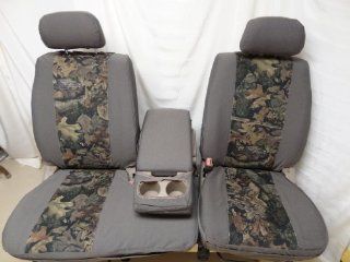 Exact Seat Covers, T787 D4/WD V, Custom Exact Fit Seat Covers Designed For 2000 2004 Toyota Tundra Front 40/60 Split Seats with Fold Down Console. Taupe Twill with Woodland Camo Velour Center Panels Automotive