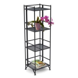 Convenience Concepts XTRA Storage 4 Tier Folding Metal Shelf Bookcase   Black   Bookcases