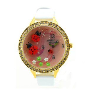 Girl Watch Quartz 3d DIY Ladybug Genuine Leather Wristwatch 817: Electronics