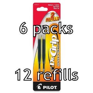 Value Pack of 6   Pilot Dr. Grip Center of Gravity Ballpoint Ink Refill, 12 total refills, Medium Point, Black Ink (77271) : Pen Refills : Office Products