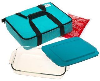 Pyrex 4 Piece Oblong Portables Set, Turquoise: Kitchen & Dining