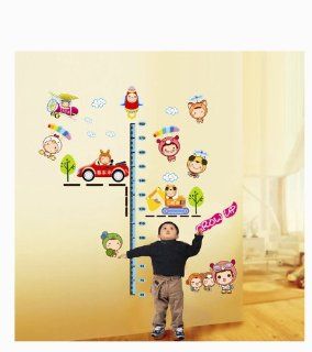 UfingoDecor Lovely Baby DIY Height Chart Decals(60 170cm), Cartoon Car Excavator Plane and Space Shuttle, Children's Room Nursery Removable Wall Stickers Murals   Wall Decor Stickers