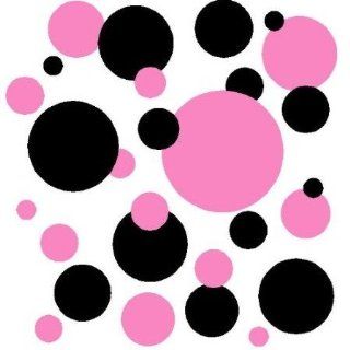 Set of 130 Light Pink and Black Polka Dots Wall Graphic Vinyl Lettering Decal Stickers Wall Decal   Wall Decor Stickers