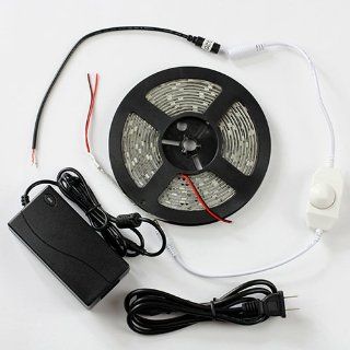 SUPERNIGHT (TM) Cool White LED Strip Light Ribbon Plug To Use Kit, 5M or 16.4ft SMD 5050 Waterproof 150 LEDs, With 12V 5A Power Supply and Dimmer: Home Improvement
