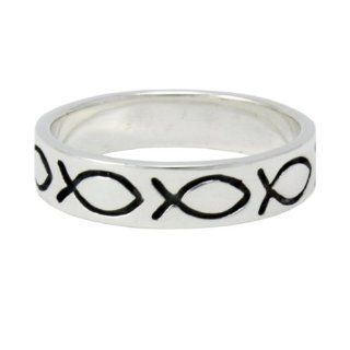 Christian Unisex Abstinence 0.925 Sterling Silver Jesus Ichthus Fish Ring   Purity Ring for Guys & Girls Jewelry