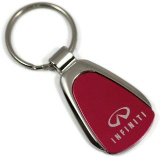 Infiniti Logo Etched RED Teardrop Keychain Chrome Key Fob Metal Keyring emblem: Automotive