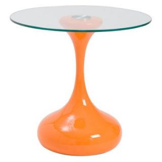Euro Style Sheila Side Table   High Gloss Orange/Clear   End Tables