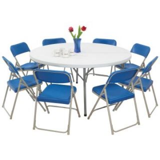 NPS Blow Molded Round Table and Folding Chair 9 Pc. Set   Banquet Tables