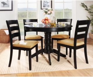 Tibalt 5 pc. Round Black Dining Table Set   42 in. with Ladder Back Chairs   Dining Table Sets