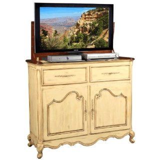TV Lift Cabinet for 32 46 inch Flat Screens (Weathered Cream) AT006332 CRM   Entertainment Armoires