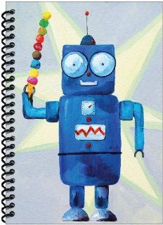 Rock Paper Spiral Notebook, Robot with Ice Cream (RP801) : Wirebound Notebooks : Office Products
