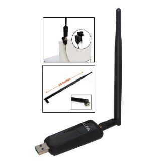 Alfa AWUS036EW High Gain 802.11b/g USB Wireless B / G Turbo Long Range WiFi Network Adapter Dongle With a 5 and 9dBi Screw On Swivel Rubber Antenna   and USB Dongle clip, Suction cup and Extension cable for easy use: Computers & Accessories