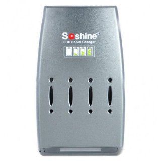 Soshine 1.4" LCD AA/AAA Battery Charger (100~240V / EU Plug) : Camera Flash Battery Packs : Camera & Photo