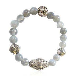 Rose Cut Diamond Beads Cord Bracelet Sterling Silver Fashion Jewelry: Jewelry