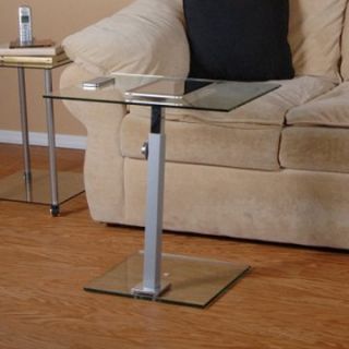 RTA Home and Office T1D 117 NEW Tier One Designs Clear Glass and Aluminum Laptop Stand / End Table   Desks