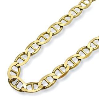 Mens 10k Yellow Gold Mariner Cuban Link Chain Necklace 21.75 Inch: Jewelry