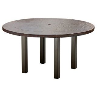 Telescope Casual Terra Stone 50 in. Round Patio Dining Table with Umbrella Hole   Patio Tables