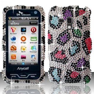 Silver Colorful Leopard Bling Gem Jeweled Crystal Cover Case for Samsung Galaxy Rush SPH M830: Cell Phones & Accessories