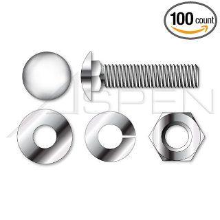 (100pcs each) 5/16" 18 X 1 1/4 Carriage Bolts, Hex Nuts, Flat Washers and Lock Washers, Stainless Steel 18 8 Ships FREE in USA: Industrial & Scientific