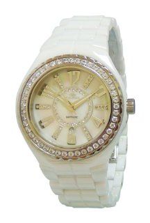 Oniss Paris Women'S ON807 L Wht Lafayette Collection Ladies, High Tech Ceramic Case and Band, Swiss Movement, Sapphire Crystal ,45 Setting Austrian Stones on Bezel , Mop Dial with Austrian Crystal   Black Watch: Watches