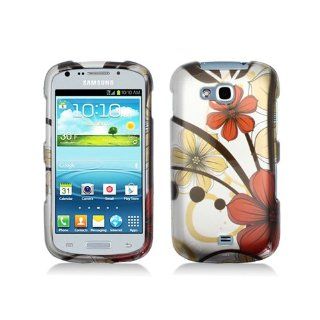 Silver Red Flower Hard Cover Case for Samsung Galaxy Axiom SCH R830: Cell Phones & Accessories