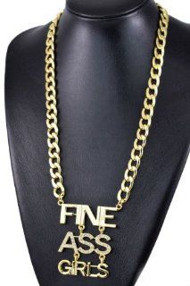Necklace Rihanna Style Crystal Studded Fine Ass Girl Necklace Gold Bkn809: Pendant Necklaces: Jewelry