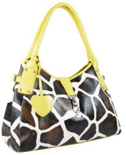 women purse handbag tote hobo fashion giraffe casual bag (Yellow): Clothing
