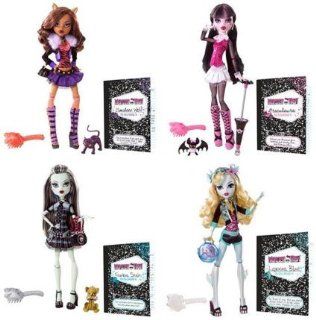 Monster High Series 1 Set of 4 Action Figure Dolls Draculaura, Frankie Stein, Lagoona Blue Clawdeen Wolf Toys & Games