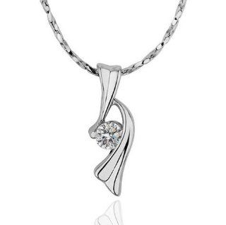 Atlas Jewels Bridal Style Solitaire Swarovski Elements Crystal Petite Pendant Necklace, 18": Jewelry