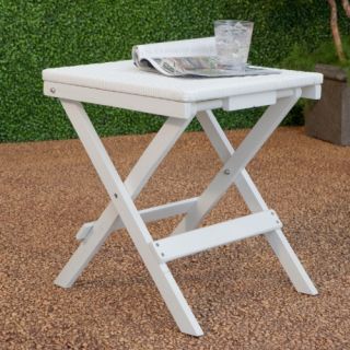 Willow Bay Folding Wicker Side Table   White   Patio Tables